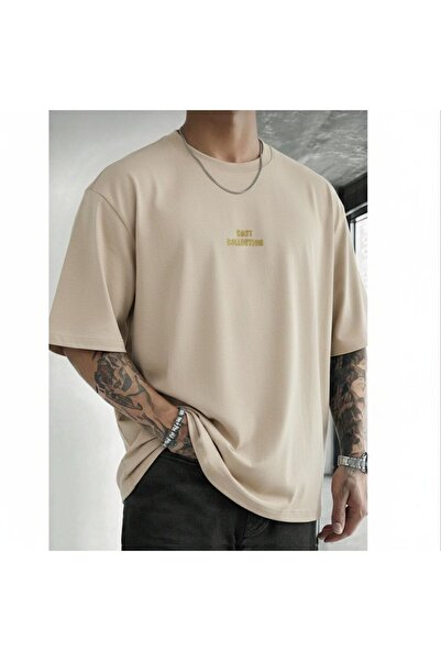 NO 601 Ανδρικό μπλουζάκι σε μπεζ χρώμα Oversize Gold Cast Collection με στάμπα