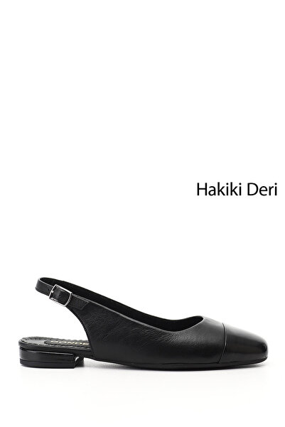 GÖNDERİ(R) Дамски черни балерини с отворена пета от естествена кожа