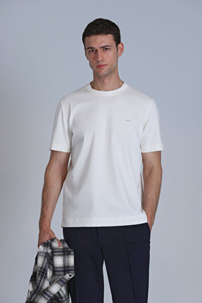 Lufian Casa Erkek Basic Tişört Kırık Beyaz