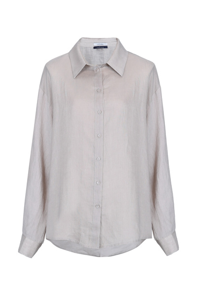 Lufian Μπεζ Γυναικείο Λινό Πουκάμισο - Barri