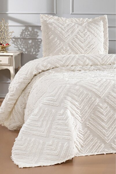 DANTEELHOME Valencia 2-Piece Single Bed Pique Set Cream