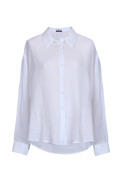 Lufian Barrı Kadın Keten Gömlek Beyaz