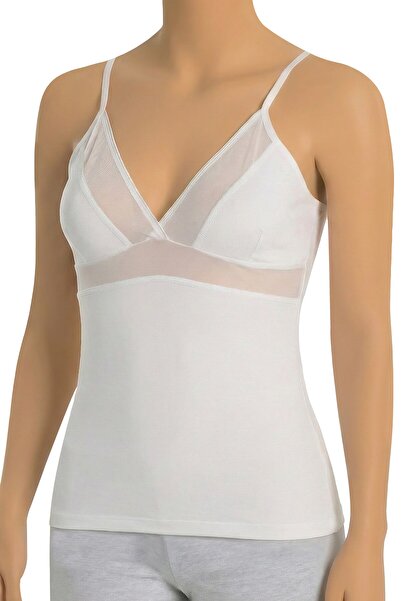 Öts Kadın Atlet Tüllü İp Askılı (%96 Pamuk - %4 Elastan)