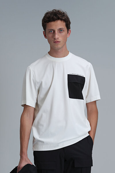 Lufian Tricou Liam Modern Graphic, alb catifelat