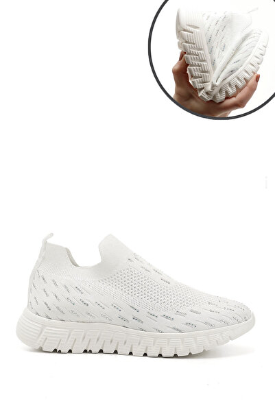 GÖNDERİ(R) Γυναικείο λευκό πλεκτό παπούτσι Comfort με σόλα από Memory Foam
