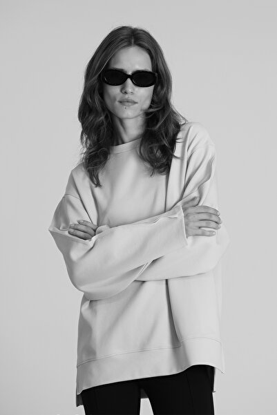 Lufian Sandra Kadın Örme Sweatshırt Bej