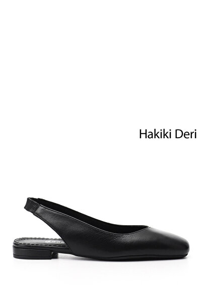 GÖNDERİ(R) Дамски черни балерини с отворена пета от естествена кожа