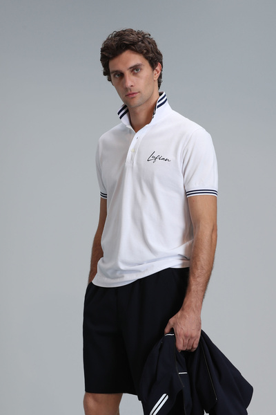 Lufian Tricou polo pentru bărbați Montana Smart, alb