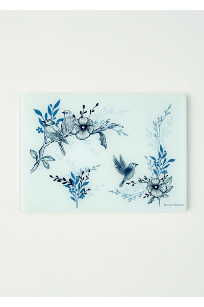 Bella Maison Bleu Blanc Cam Kesme Tahtası Mavi (35x25 cm)