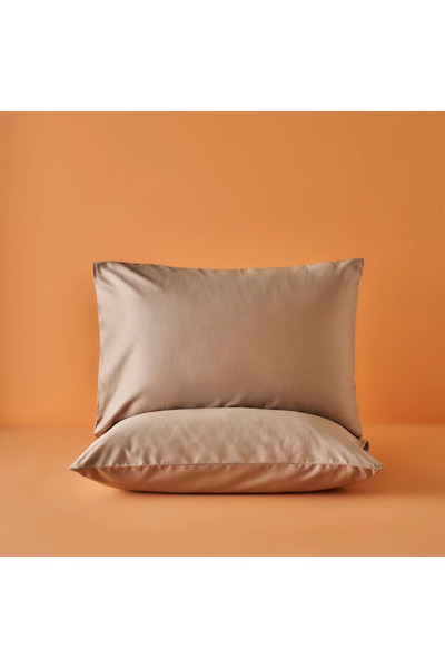 Bella Maison %100 Pamuk Saten Supreme 2'li Yastık Kılıfı Vizon (50x70 cm)