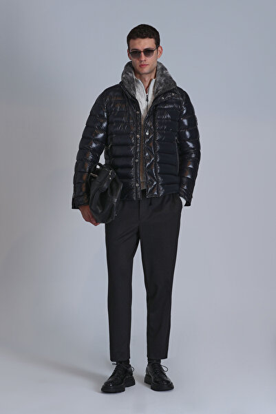 Lufian Ανδρικό παλτό Jack Goose Feather Μαύρο