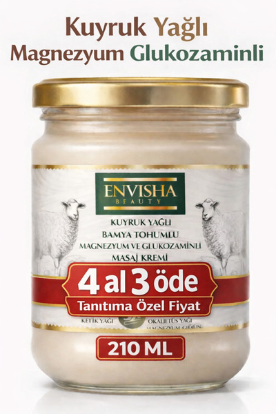 Envisha Beauty Magnezyum Glukozaminli Kuyruk Yağlı Ve Bamya Tohumlu Masaj Kre...