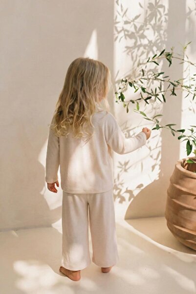 Cigit Soft Draped Oversized Bamboo Set 3-10 Years Old Ecru