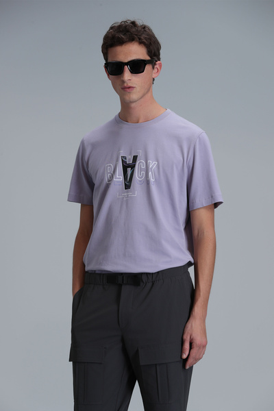 Lufian Μπλουζάκι Adrıan Modern Graphic Dark Lilac