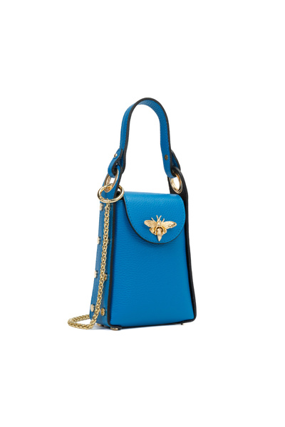 Posete Fagaras Lia Leather Purse - Blue, Casual Bag Made of Genuine Leather ,...