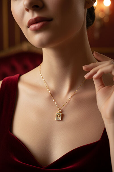 medoekonsept Love & Aşk Yazılı Altın Kaplama Çelik Kadın Kolyesi-Sevdiklerini...