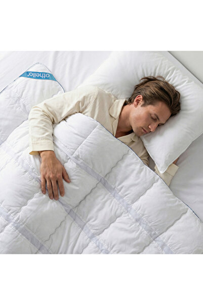 OTHELLO Clima Aria Beyaz Kapitoneli Mavi Biyeli Hava Kanallı Yorgan 195x215 Cm