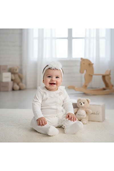 MİNİBORN Pamuklu Fırfırlı Kız Bebek Tulum