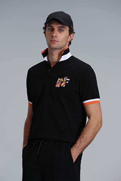 Lufian Чорне чоловіче поло Tisort Ruby Smart