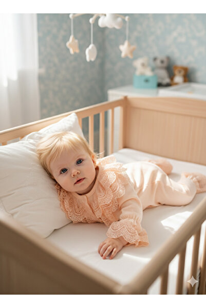 Miniday Baby Baby Girl Mevlütlük Jumpsuit with Lace Bandana, 100% Cotton, Hos...