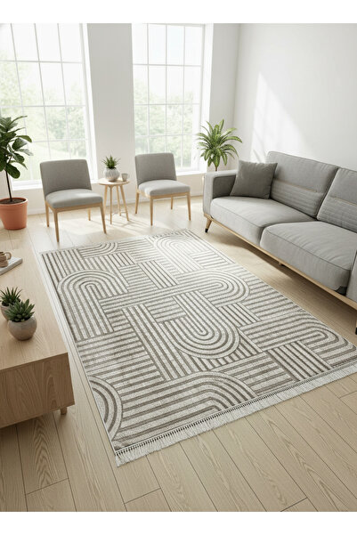 ALLGELSİN Yıkanabilir Kaymaz Taban Salon ve Oturma odası Halısı 4m² Dört Metr...