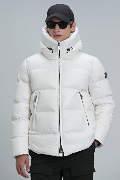 Lufian Tommy Kaz Tüyü Erkek Mont Beyaz