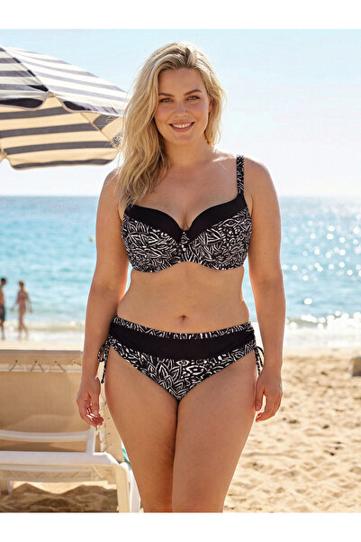 hazelin Жіночий чорно-білий візерунковий бікіні з підкладкою для великих розм...