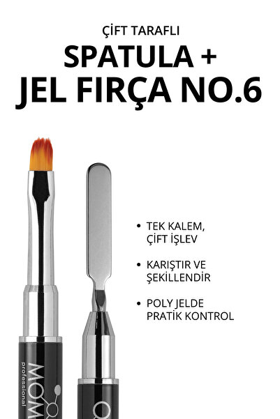 MOMO professional Çift Taraflı Spatula Ve Poli Jel Fırçası No.6