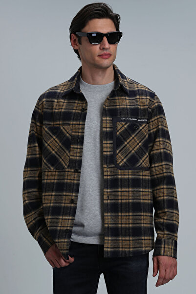 Lufian Cămașă de bază pentru bărbați Hammer, cu croiala normală, bleumarin