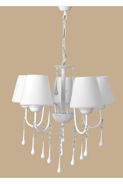 Bella Maison Swan 5'li Boncuklu Avize Beyaz (50x70 cm)