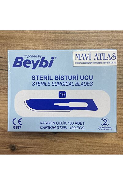 Beybi BİSTÜRİ UCU NO:10 (100 ADET) (NEŞTER UCU) PASLANMAZ KARBON ÇELİK (STERİL)