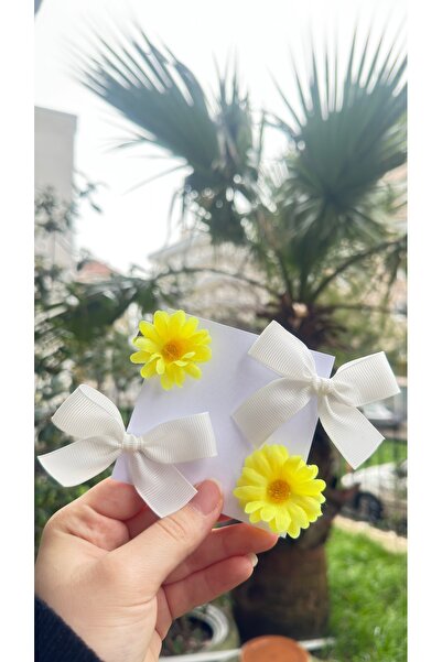 Toka Perisi Σετ αγκράφες με κορδέλες κίτρινες μαργαρίτες για κορίτσια (μεταλλ...