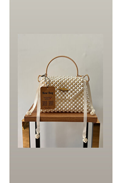 Rose Lüx inci boncuk çanta en 18 cm boy 13 cm şık ve Zarif