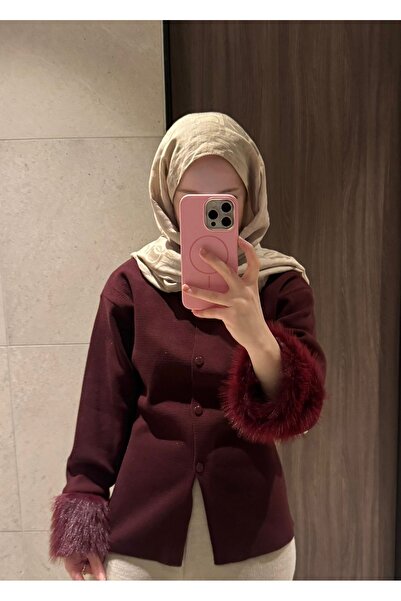 Çınar Couture Fur Cardigan Bordo