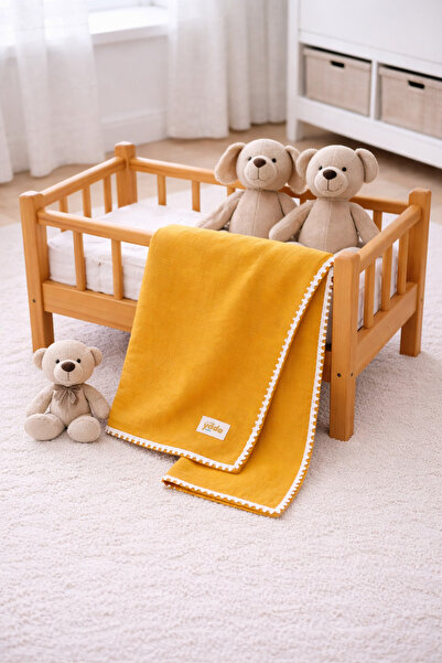 Yada Baby بطانية أطفال من الدانتيل بطبقة مزدوجة من الموسلين