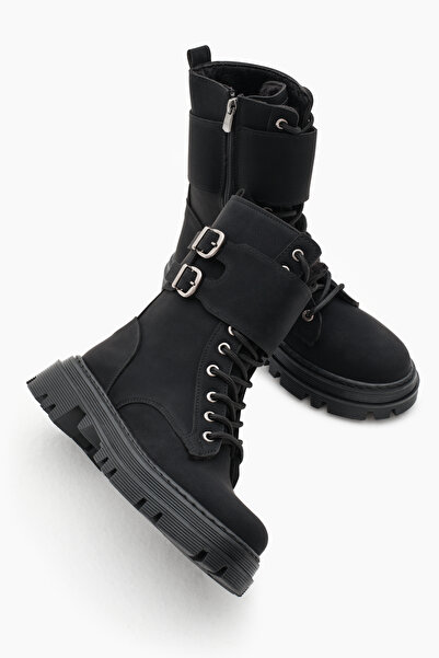 Tonny Black Cizme de damă, negre, mat, cu talpă termică, cu cataramă dublă, c...