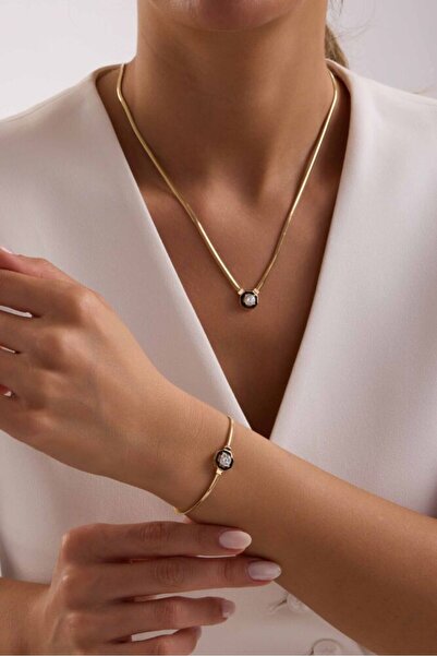 Sembol Gold Çağla Set Altın Kolye, Bileklik