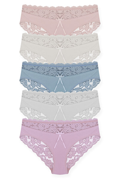 Zena 5-Piece Cotton Women's Slips with Lace Waist and Back