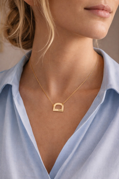 Soleildor 925 ayar Orijinal Gümüş Kişiye Özel Büyük Harf Küçük İsim Gümüş Kolye