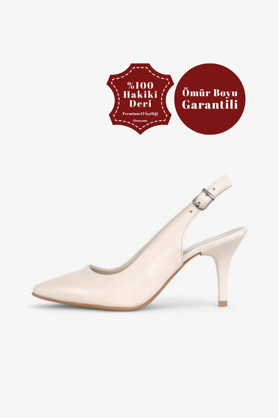 Grasyano Σανδάλια στιλέτο από μαλακό δέρμα 7,5 cm - Κρέμα εκρού, ανοιχτή πλάτη