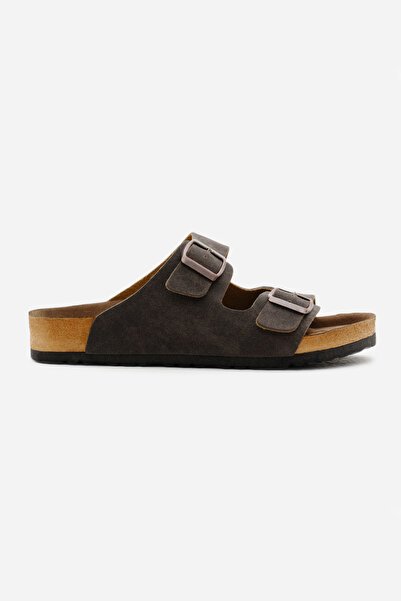 Tonny Black Unisex Kahve Poli Taban Ayarlamalı Çift Tokalı Terlik