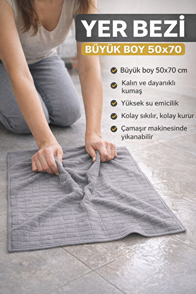 Manosta ( 1 Adet ) Ultra Lüx Kalın Dokulu Mikrofiber Yer Temizlik Bezi 50:70