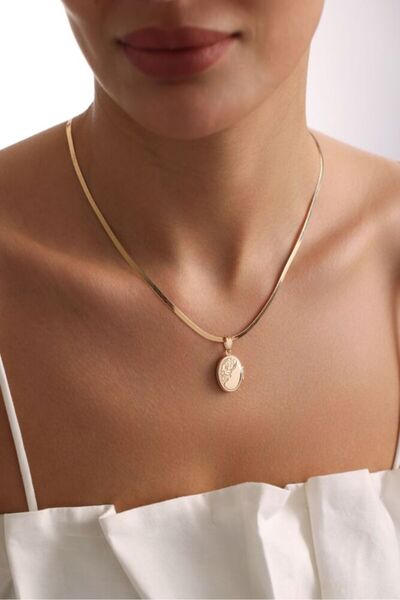 Sembol Gold Altın Resimli Kolye Vintage Form