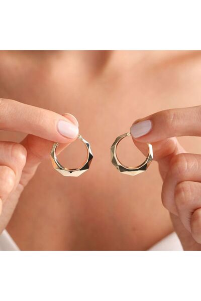 Sembol Gold Altın Halka Küpe 2.2 Cm