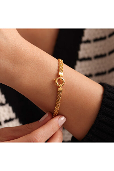 Sembol Gold Çift Sıra Sarmaşık Burgu Bileklik