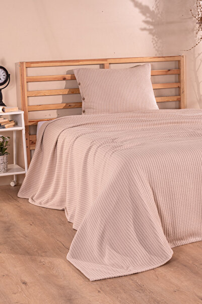 Cottonest TEK KİŞİLİK ÖRGÜ PİKE YATAK ÖRTÜSÜ YASTIKLI