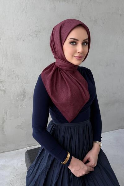 Byedauzunlar Bordo Neva Bohem Modal İpek Eşarp