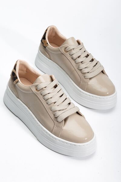 Hayalimdeki Ayakkabı Women's Beige Patent Leather Poly Sole Leopard Patterned...