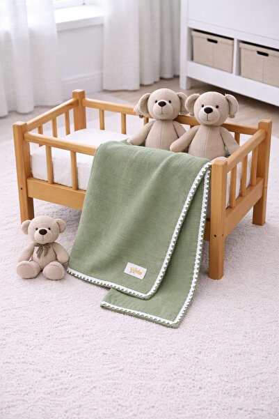 Yada Baby بطانية أطفال من الدانتيل بطبقة مزدوجة من الموسلين