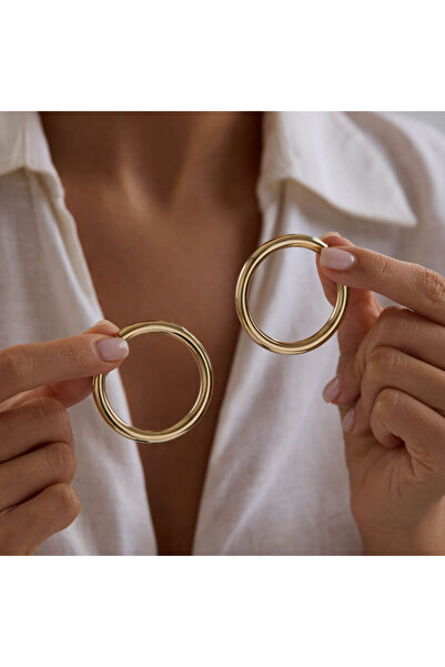 Sembol Gold 14K Altın Halka Küpe 4 mm 4.5 cm